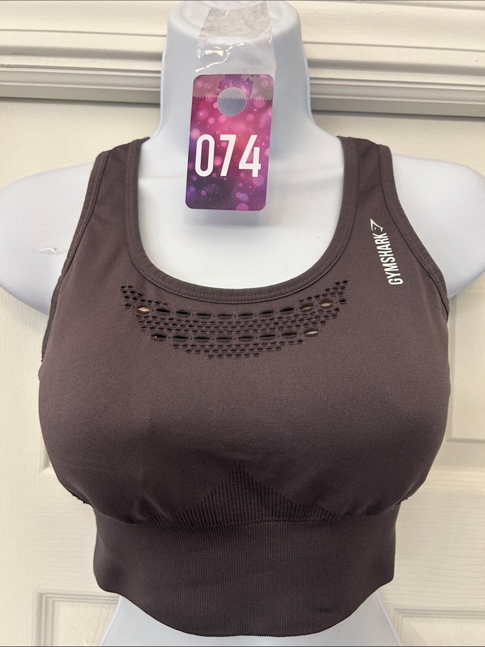 Gymshark Seamless Crop Sports Bra in Dark Brown